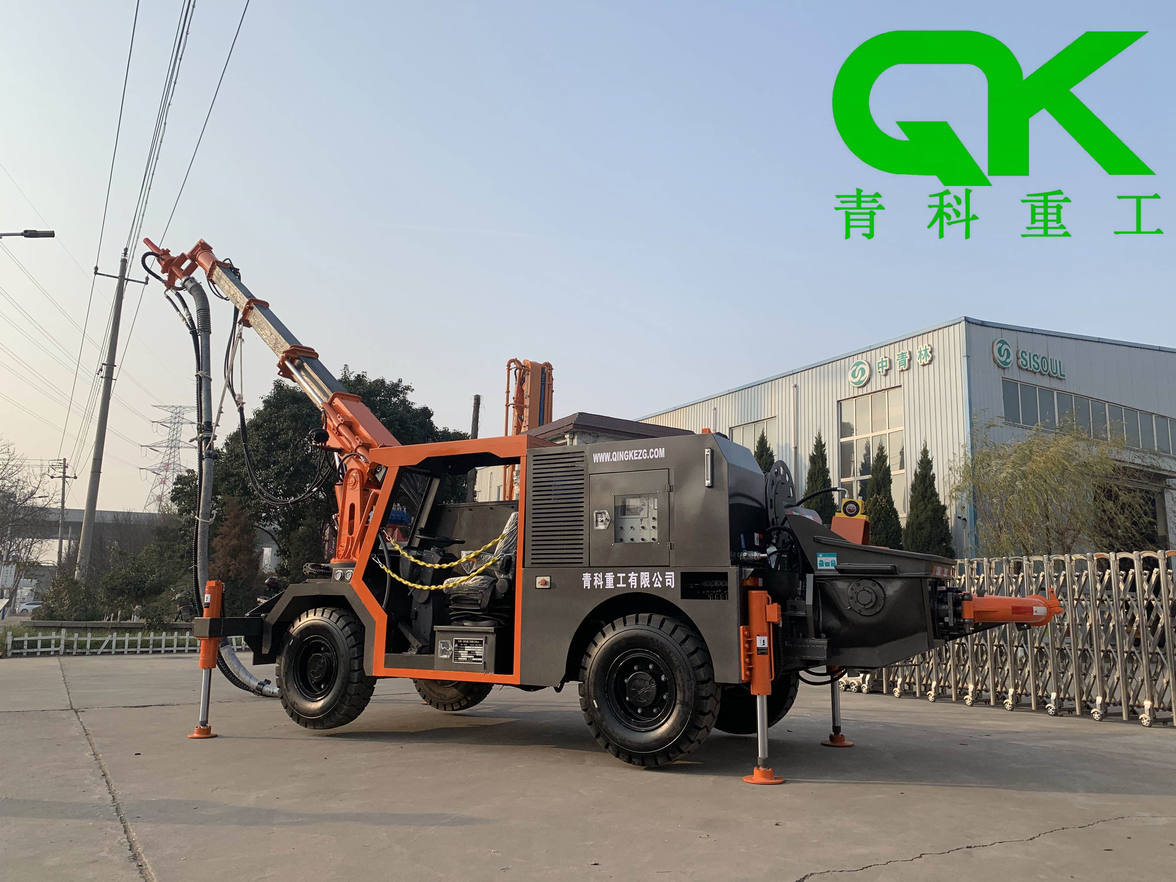 搅拌拖泵、混凝土泵、青科重工、细石泵、湿喷台车