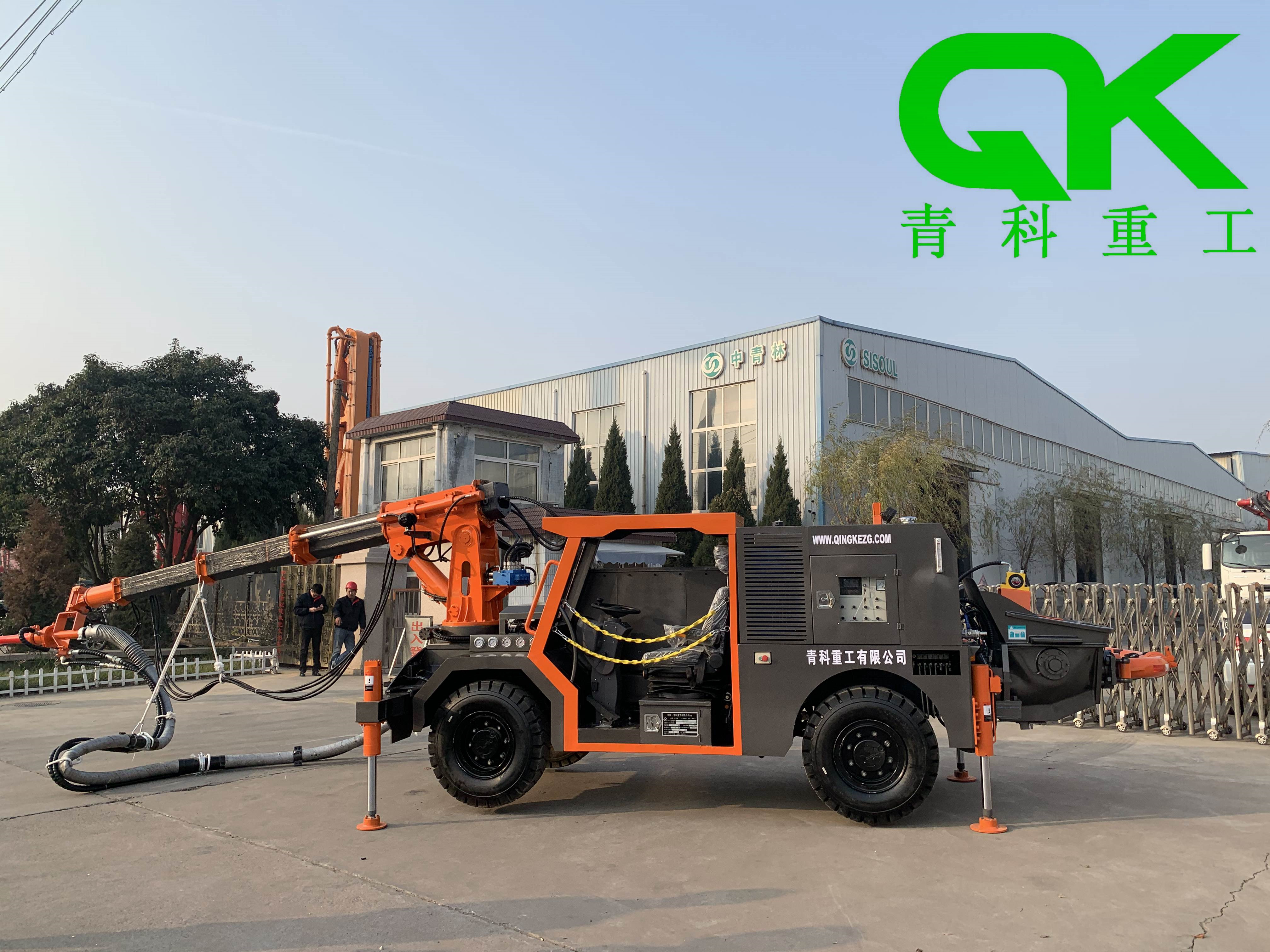搅拌拖泵、混凝土泵、青科重工、细石泵、湿喷台车